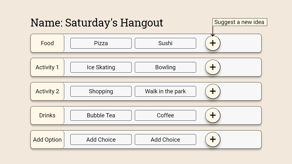 UI for adding a new option