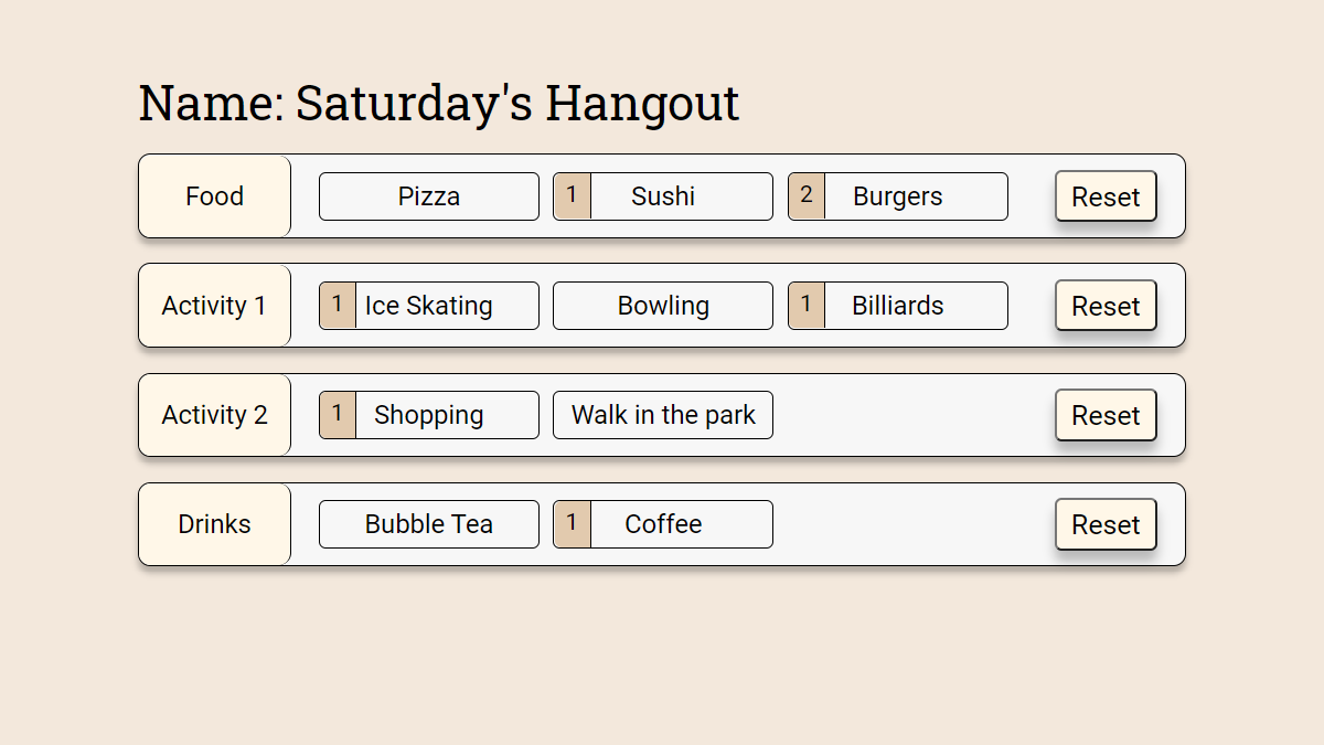UI for adding a new option